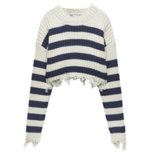 Zara Cream Ribbed Knit Sweater